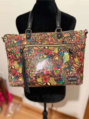 Sakroots Multicolor Floral Paisley Tote with Black Handles